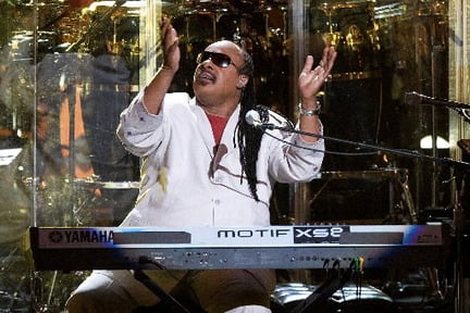 Stevie Wonder, shown here performing in July in New York, will represent the Motown sound during the Rock Hall's 25th anniversary concerts. © Charles Sykes, Associated Press