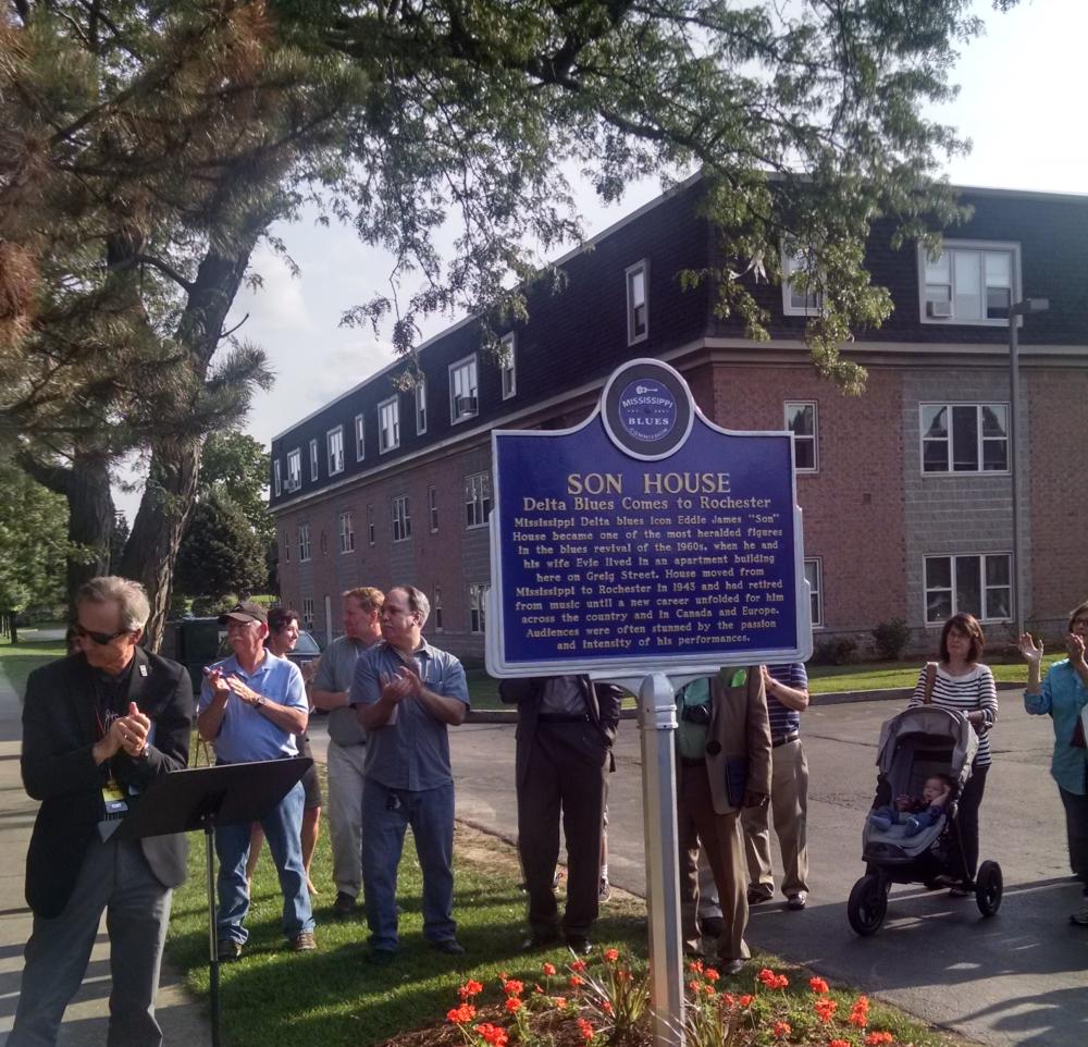 August 2015 dedication ceremony of Mississippi Blues Trail Marker for Son House, Grieg Street, Rochester, NY