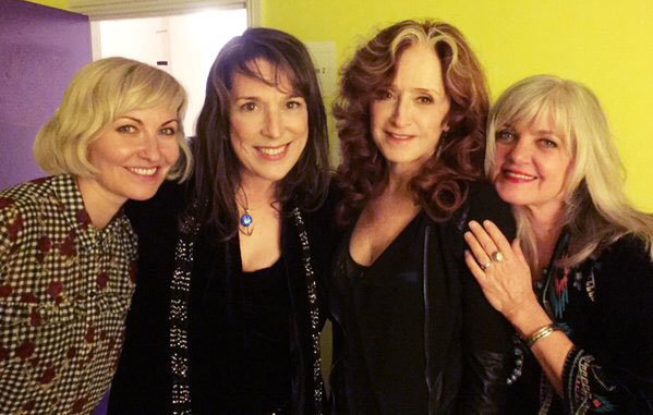 Shelly Poole, Beth Nielsen Chapman, Bonnie Raitt and Kimmie Rhodes backstage at the AMAUK Awards, 2016